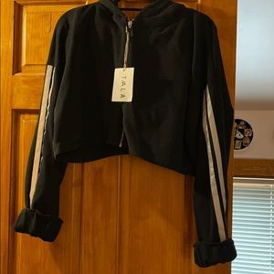 TALA Crop Zip Hoodie Black